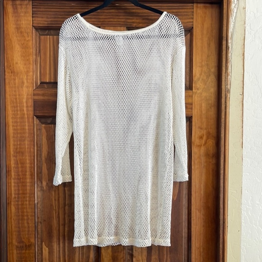 La Blanca White Mesh Beach Cover-Up L